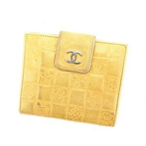 Chanel Wallet Purse Folding wallet Beige Silver Woman Authentic Used Y5409